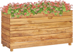 vidaXL - Plantenbak - verhoogd - 100x40x38 - cm - gerecycled - teakhout - en - staal