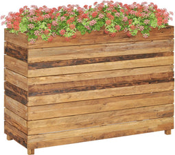 vidaXL - Plantenbak - verhoogd - 100x40x72 - cm - gerecycled - teakhout - en - staal