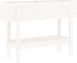vidaXL - Plantenbak - verhoogd - 101x30x69 - cm - massief - grenenhout - wit