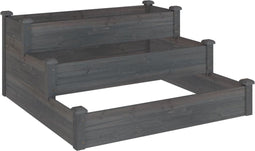 vidaXL - Plantenbak - verhoogd - 120x120x56 - cm - massief - vurenhout - grijs