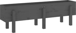 vidaXL - Plantenbak - verhoogd - 121x30x38 - cm - massief - grenenhout - grijs