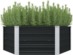 vidaXL - Plantenbak - verhoogd - 129x129x45 - cm - gegalvaniseerd - staal - antraciet