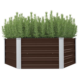vidaXL - Plantenbak - verhoogd - 129x129x46 - cm - gegalvaniseerd - staal - bruin