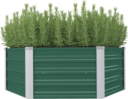 vidaXL - Plantenbak - verhoogd - 129x129x46 - cm - gegalvaniseerd - staal - groen