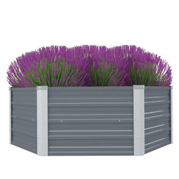 vidaXL - Plantenbak - verhoogd - 129x129x46 - cm - gegalvaniseerd - staal - grijs