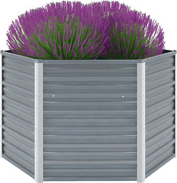 vidaXL - Plantenbak - verhoogd - 129x129x77 - cm - gegalvaniseerd - staal - grijs