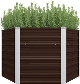 vidaXL - Plantenbak - verhoogd - 129x129x77 - cm - gegalvaniseerd - staal - bruin