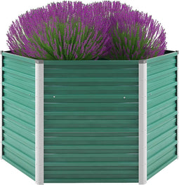 vidaXL - Plantenbak - verhoogd - 129x129x77 - cm - gegalvaniseerd - staal - groen