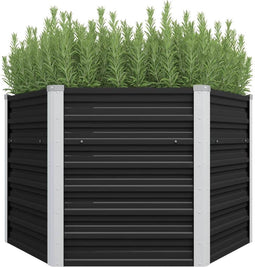 vidaXL - Plantenbak - verhoogd - 129x129x77cm - gegalvaniseerd - staal - antraciet