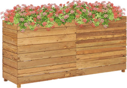 vidaXL - Plantenbak - verhoogd - 150x40x72 - cm - gerecycled - teakhout - en - staal