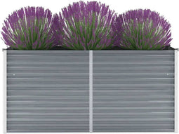vidaXL - Plantenbak - verhoogd - 160x40x77 - cm - gegalvaniseerd - staal - grijs