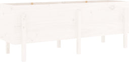 vidaXL - Plantenbak - verhoogd - 160x50x57 - cm - massief - grenenhout - wit