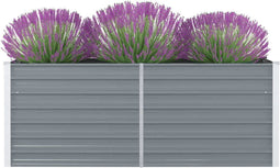 vidaXL - Plantenbak - verhoogd - 160x80x45 - cm - gegalvaniseerd - staal - grijs