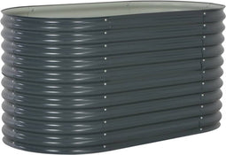vidaXL - Plantenbak - verhoogd - 160x80x81 - cm - gegalvaniseerd - staal - grijs