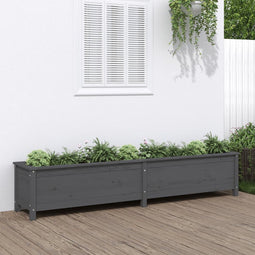 vidaXL - Plantenbak - verhoogd - 199,5x40x39 - cm - massief - grenenhout - grijs