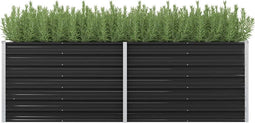 vidaXL - Plantenbak - verhoogd - 240x80x77 - cm - gegalvaniseerd - staal - antraciet