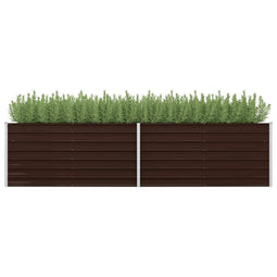 vidaXL - Plantenbak - verhoogd - 320x80x77 - cm - gegalvaniseerd - staal - bruin