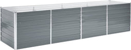 vidaXL - Plantenbak - verhoogd - 320x80x77 - cm - gegalvaniseerd - staal - grijs