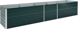 vidaXL - Plantenbak - verhoogd - 400x80x77 - cm - gegalvaniseerd - staal - groen