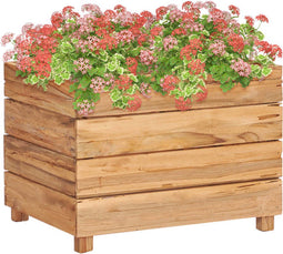 vidaXL - Plantenbak - verhoogd - 50x40x38 - cm - gerecycled - teakhout - en - staal