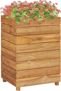 vidaXL - Plantenbak - verhoogd - 50x40x72 - cm - gerecycled - teakhout - en - staal