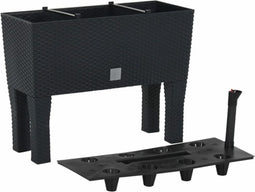 vidaXL - Plantenbak - verhoogd - 60x25x46 - cm - PP - rattan - antracietkleurig