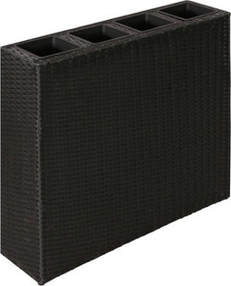 vidaXL - Plantenbak - verhoogd - met - 4 - potten - poly - rattan - zwart
