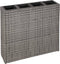 vidaXL - Plantenbak - verhoogd - met - 4 - potten - poly - rattan - grijs