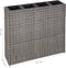 vidaXL - Plantenbak - verhoogd - met - 4 - potten - poly - rattan - grijs