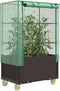 vidaXL - Plantenbak - verhoogd - met - hoes - en - wielen - 80x50x182 - cm - rattanlook
