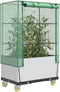 vidaXL - Plantenbak - verhoogd - met - hoes - en - wielen - 80x50x182 - cm - rattanlook