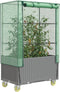 vidaXL - Plantenbak - verhoogd - met - hoes - en - wielen - 80x50x182 - cm - rattanlook