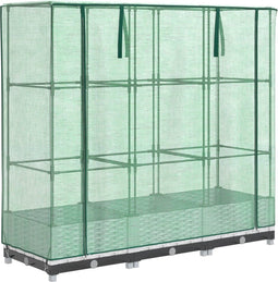 vidaXL - Plantenbak - verhoogd - met - kashoes - 120x40x123 - cm - rattanlook