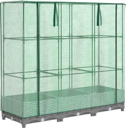 vidaXL - Plantenbak - verhoogd - met - kashoes - 120x40x123 - cm - rattanlook