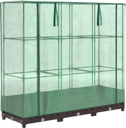vidaXL - Plantenbak - verhoogd - met - kashoes - 120x40x123 - cm - rattanlook