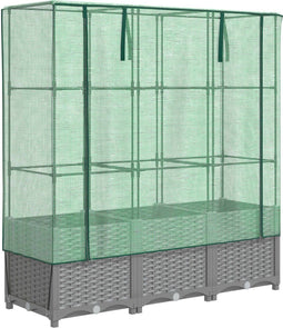 vidaXL - Plantenbak - verhoogd - met - kashoes - 120x40x138 - cm - rattanlook