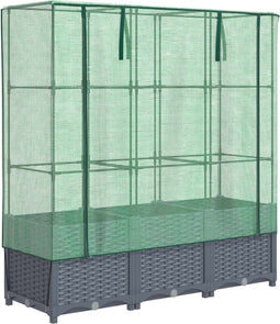 vidaXL - Plantenbak - verhoogd - met - kashoes - 120x40x138 - cm - rattanlook
