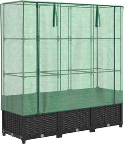 vidaXL - Plantenbak - verhoogd - met - kashoes - 120x40x138 - cm - rattanlook