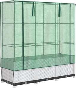 vidaXL - Plantenbak - verhoogd - met - kashoes - 120x40x138 - cm - rattanlook