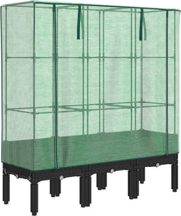 vidaXL - Plantenbak - verhoogd - met - kashoes - 120x40x140 - cm - rattanlook