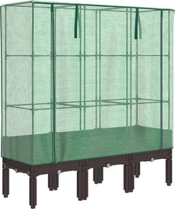 vidaXL - Plantenbak - verhoogd - met - kashoes - 120x40x140 - cm - rattanlook