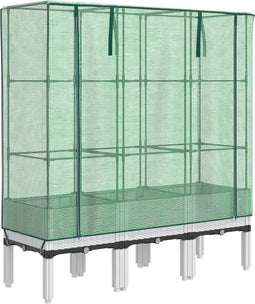 vidaXL - Plantenbak - verhoogd - met - kashoes - 120x40x140 - cm - rattanlook