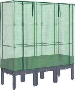 vidaXL - Plantenbak - verhoogd - met - kashoes - 120x40x140 - cm - rattanlook