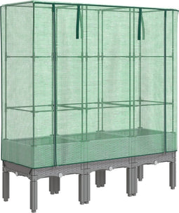 vidaXL - Plantenbak - verhoogd - met - kashoes - 120x40x140 - cm - rattanlook
