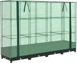 vidaXL - Plantenbak - verhoogd - met - kashoes - 160x40x123 - cm - rattanlook