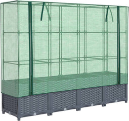 vidaXL - Plantenbak - verhoogd - met - kashoes - 160x40x138 - cm - rattanlook