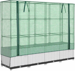 vidaXL - Plantenbak - verhoogd - met - kashoes - 160x40x138 - cm - rattanlook