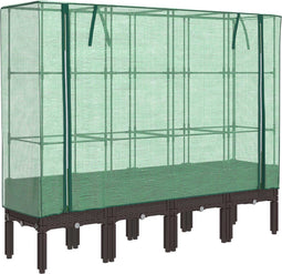 vidaXL - Plantenbak - verhoogd - met - kashoes - 160x40x140 - cm - rattanlook