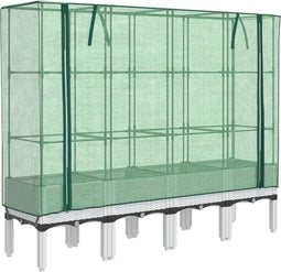 vidaXL - Plantenbak - verhoogd - met - kashoes - 160x40x140 - cm - rattanlook