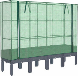 vidaXL - Plantenbak - verhoogd - met - kashoes - 160x40x140 - cm - rattanlook